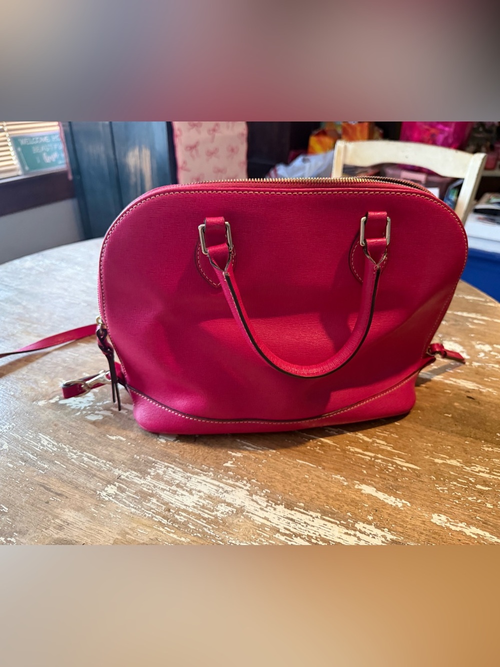 Dooney & Bourke Hot Pink Dome Satchel - Picture 8 of 10